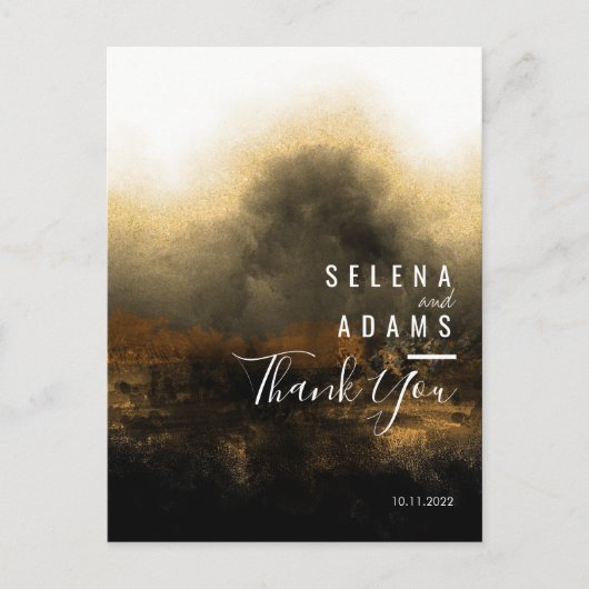 Carte Postale Chic Gold Abstrait Typographie Mariage Merci (Devant)
