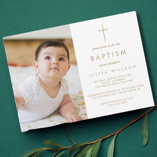 Carte Postale Chic Gold Baptism photo