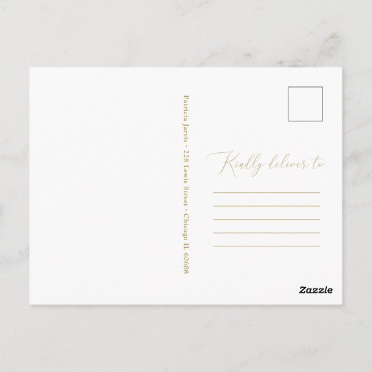 Carte Postale Chic Grad Party Enregistrer La Date Festive Gold P (Dos)