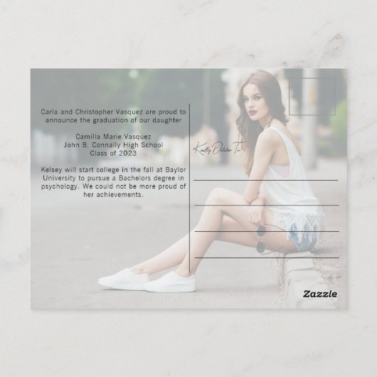 Carte Postale Chic Graduation Photo manuscrite Script superposit (Dos)