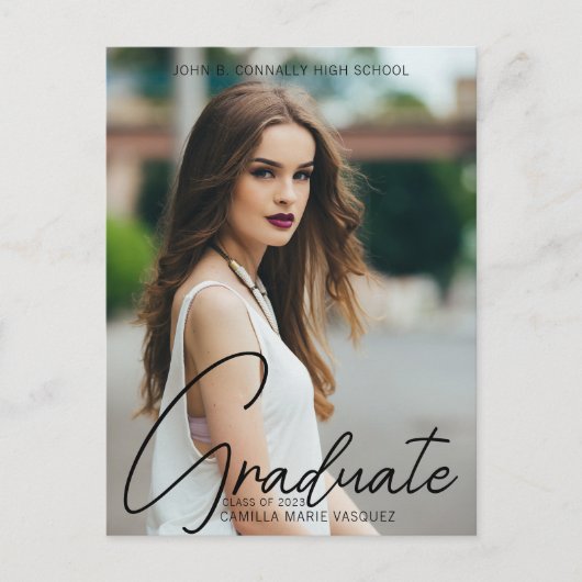 Carte Postale Chic Graduation Photo manuscrite Script superposit (Devant)