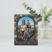 Carte Postale Chic gris foncé rose verdure Arche Joyeux Noël (Debout devant)