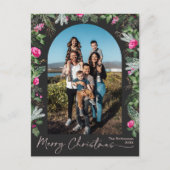 Carte Postale Chic gris foncé rose verdure Arche Joyeux Noël (Devant)