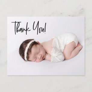 Carte Postale Chic Handlettering Baby Girl Photo Merci de naissa
