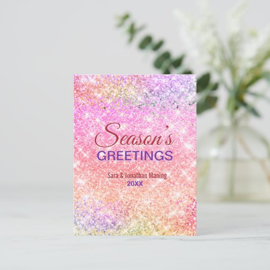 Carte Postale Chic iridescente ombre parties scintillant Noël no (Debout devant)