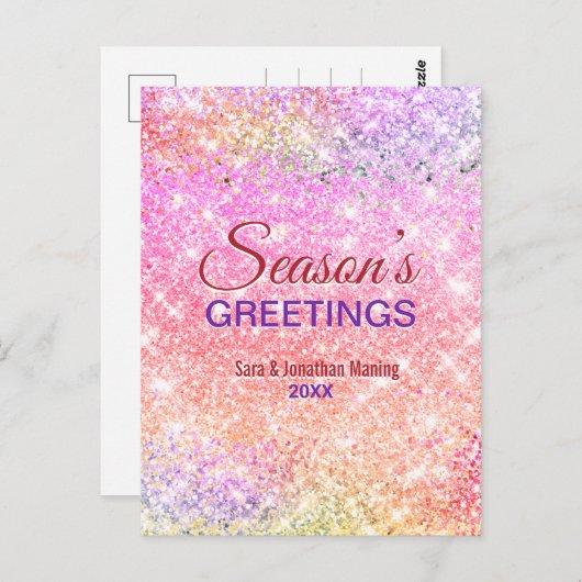 Carte Postale Chic iridescente ombre parties scintillant Noël no (Devant / Derrière)