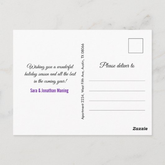 Carte Postale Chic iridescente ombre parties scintillant Noël no (Dos)