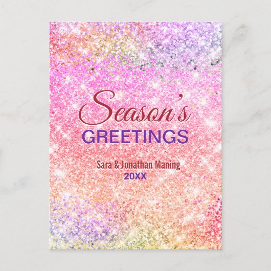 Carte Postale Chic iridescente ombre parties scintillant Noël no (Devant)