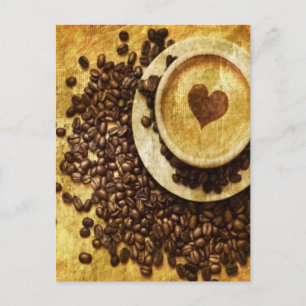 Carte Postale Chic Java cappuccino Café Haricots Lover café