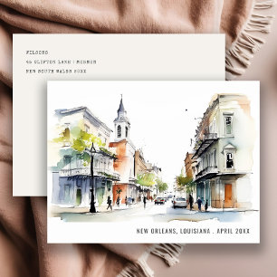 Carte Postale Chic La Nouvelle-Orléans Louisiane Aquarelle Voyag