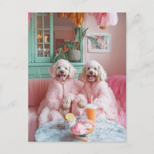 Carte Postale Chic Labradooda dans Pink Lounge (Devant)