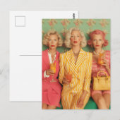 Carte Postale Chic Ladies Retro Cocktail Moment (Devant / Derrière)