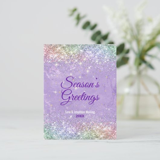 Carte Postale Chic lilas violet fausse parties scintillant Noël (Debout devant)