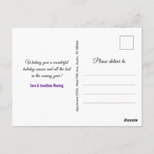 Carte Postale Chic lilas violet fausse parties scintillant Noël (Dos)