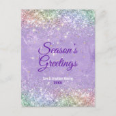 Carte Postale Chic lilas violet fausse parties scintillant Noël (Devant)
