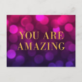 Carte Postale Chic Magenta Bokeh Lights Or Vous Êtes Extraordina (Devant)