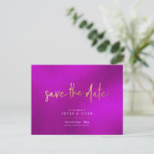 Carte Postale Chic Magenta+Signature Script, Enregistrer la date (Debout devant)