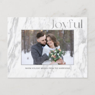 Carte Postale Chic Marbre Argent Joyeuse Typographie Photo