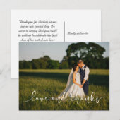 Carte Postale Chic Mariage Lettré AMOUR ET MERCI blanc (Devant / Derrière)