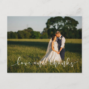 Carte Postale Chic Mariage Lettré AMOUR ET MERCI blanc