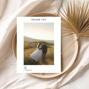 Carte Postale Chic Mariage Remerciements Écriture Moderne