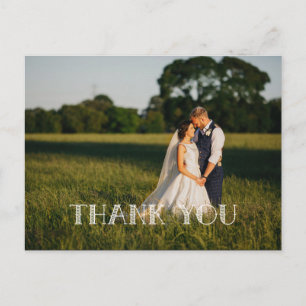 Carte Postale Chic MERCI Mariage Lettré main blanc