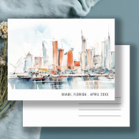 Chic Miami Floride Skyline Aquarelle Voyage