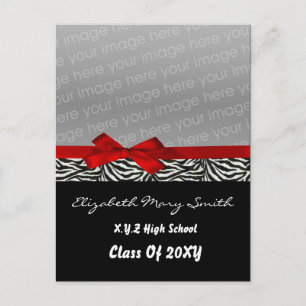 Carte Postale chic mignon arc rouge photo Graduation Invitation