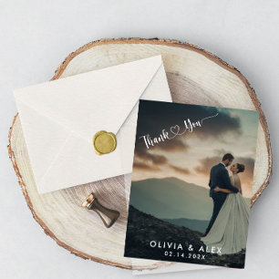 Carte Postale Chic minimal   Merci de calligraphie élégant