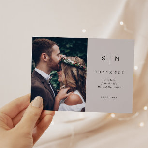 Carte Postale Chic minimal   Merci photo gris et noir