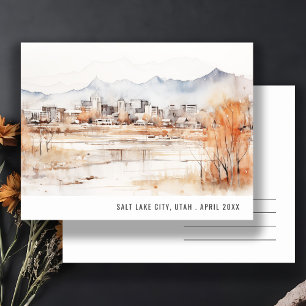 Carte Postale Chic Minimaliste Salt Lake City Utah Aquarelle Voy