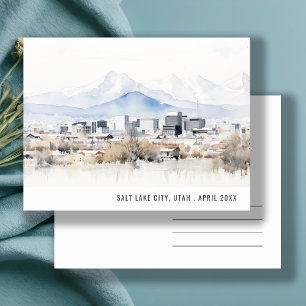 Carte Postale Chic Minimaliste Salt Lake City Utah Aquarelle Voy