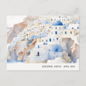 Carte Postale Chic Minimaliste Santorin Grèce Aquarelle Voyage (Devant)