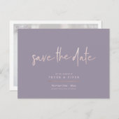 Carte Postale Chic+Moderne Blush Signature Script, Enregistrer l (Devant / Derrière)