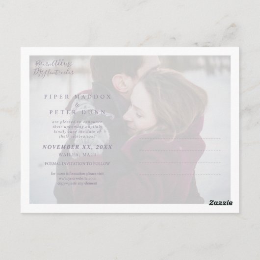 Carte Postale Chic+Moderne Blush Signature Script, Enregistrer l (Dos)