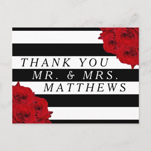 Carte Postale Chic Moderne Luxe Mariage Collection - Roses rouge (Devant)