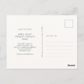 Carte Postale Chic Monogramme Minimal Mariage Enregistrez la Dat (Dos)