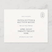 Carte Postale Chic Monogramme Minimal Mariage Enregistrez la Dat (Devant)