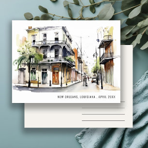 Carte Postale Chic New Orleans Louisiane Watercolor Travel