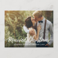 Chic Newlyweds mariés Typographie de Noël Photo