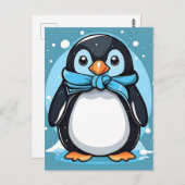 Carte Postale Chic Penguin Icy Blue (Devant / Derrière)