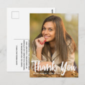 Carte Postale Chic Photo de Diplômé Merci Diplômé (Devant / Derrière)