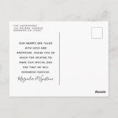 Carte Postale Chic Photo Eucalyptus Mariage Merci (Dos)