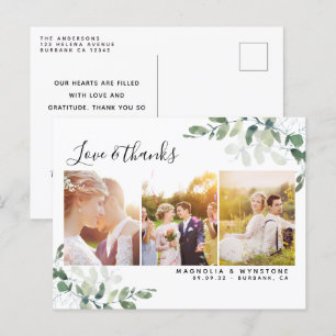 Carte Postale Chic Photo Eucalyptus Mariage Merci