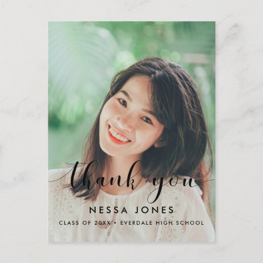 Carte Postale Chic Photo graduation Merci (Devant)