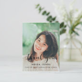 Carte Postale Chic Photo graduation Merci (Debout devant)