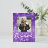 Carte Postale Chic Purple Sparkle Graduate Photo Graduate (Debout devant)