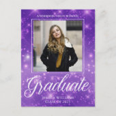 Carte Postale Chic Purple Sparkle Graduate Photo Graduate (Devant)