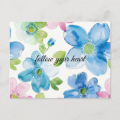 Carte Postale Chic rose bleu bleu floral (Devant)