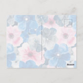 Carte Postale Chic Rose Bleu Été Floral Fille Noire (Dos)